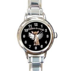 Angel Chihuahua Round Italian Charm Watch by Valentinaart