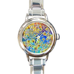 Color Particle Background Round Italian Charm Watch by Nexatart