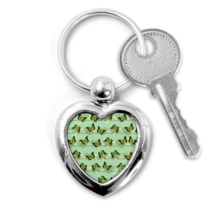 Green Butterflies Key Chains (Heart) 