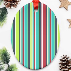 Colorful Striped Background  Oval Ornament (two Sides) by TastefulDesigns