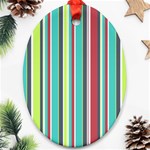 Colorful Striped Background. Oval Ornament (Two Sides) Front