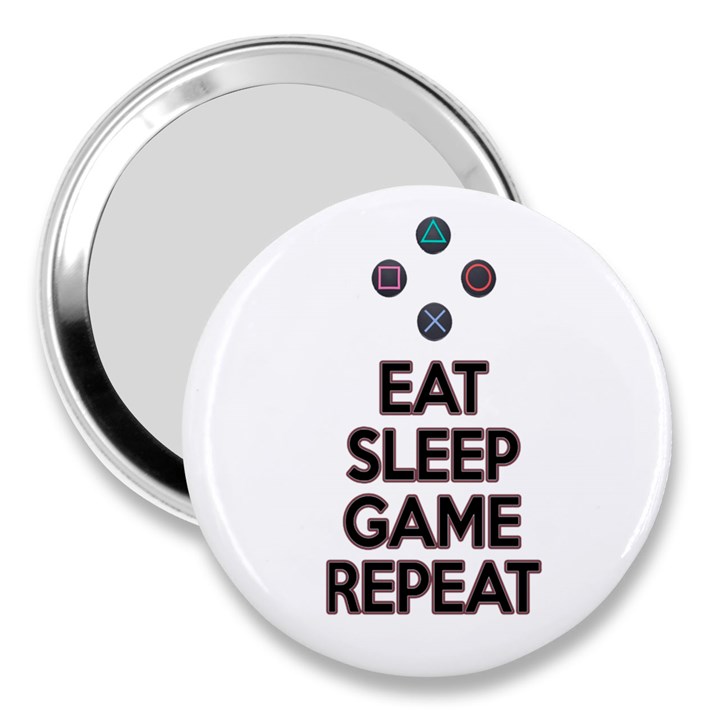 Eat sleep game repeat 3  Handbag Mirrors