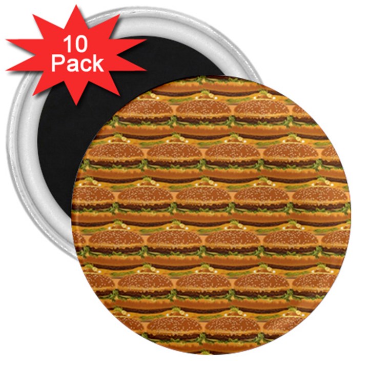 Delicious Burger Pattern 3  Magnets (10 pack) 