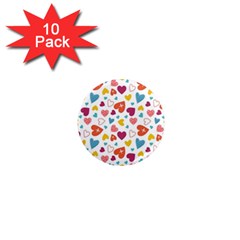 Colorful Bright Hearts Pattern 1  Mini Magnet (10 Pack)  by TastefulDesigns