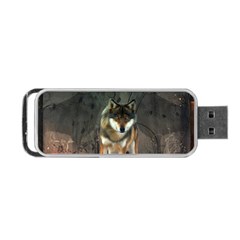 Awesome Wolf In The Night Portable Usb Flash (two Sides) by FantasyWorld7