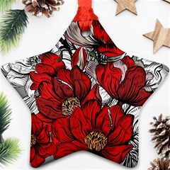 Red Flowers Pattern Star Ornament (two Sides) by TastefulDesigns