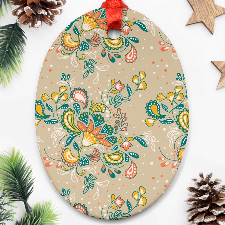 Hand drawn batik floral pattern Oval Ornament (Two Sides)