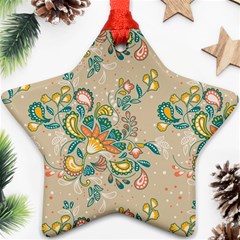 Hand Drawn Batik Floral Pattern Star Ornament (two Sides) by TastefulDesigns