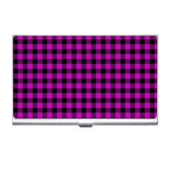 Lumberjack Fabric Pattern Pink Black Business Card Holders by EDDArt