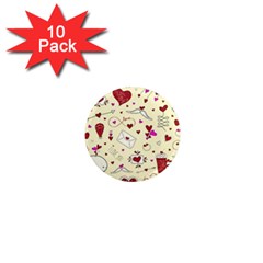 Valentinstag Love Hearts Pattern Red Yellow 1  Mini Magnet (10 Pack)  by EDDArt