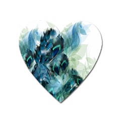 Flowers And Feathers Background Design Heart Magnet by TastefulDesigns