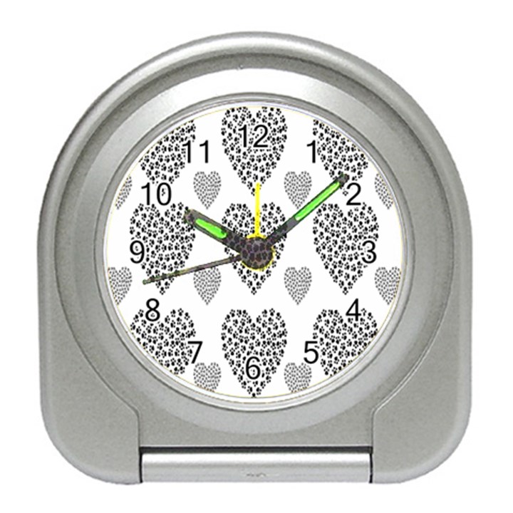 Black Paw Hearts Love Animals Travel Alarm Clocks