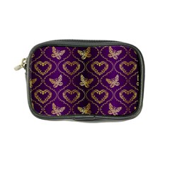 Flower Butterfly Gold Purple Heart Love Coin Purse by Mariart