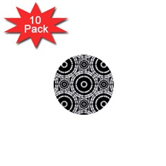 Geometric Black And White 1  Mini Buttons (10 Pack)  by linceazul