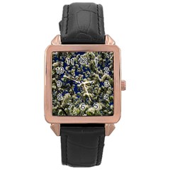 Floral Skies Rose Gold Leather Watch  by dawnsiegler