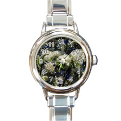 Floral Skies 2 Round Italian Charm Watch by dawnsiegler