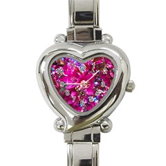 Pretty In Fuchsia 2 Heart Italian Charm Watch by dawnsiegler