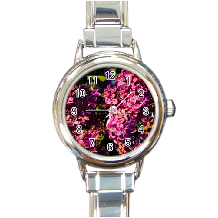 Lilacs Round Italian Charm Watch