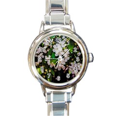 Tree Blossoms Round Italian Charm Watch by dawnsiegler