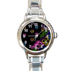 Floral Rhapsody Pt 1 Round Italian Charm Watch by dawnsiegler