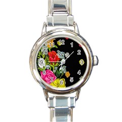 Floral Rhapsody Pt 4 Round Italian Charm Watch by dawnsiegler