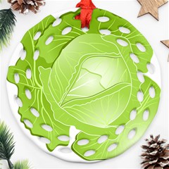 Cabbage Leaf Vegetable Green Ornament (round Filigree) by Mariart