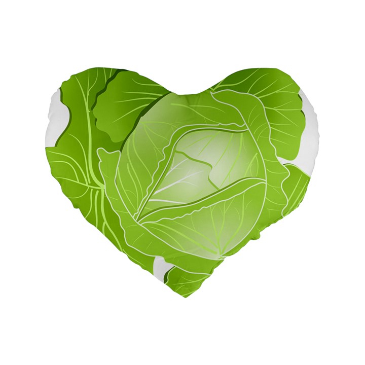 Cabbage Leaf Vegetable Green Standard 16  Premium Heart Shape Cushions