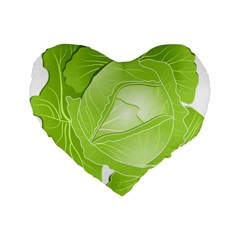 Cabbage Leaf Vegetable Green Standard 16  Premium Flano Heart Shape Cushions by Mariart