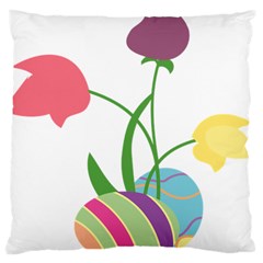 Eggs Three Tulips Flower Floral Rainbow Large Cushion Case (one Side) by Mariart