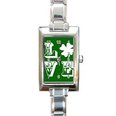 Parks And Tally Love Printable Green Rectangle Italian Charm Watch by Mariart