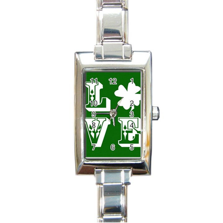 Parks And Tally Love Printable Green Rectangle Italian Charm Watch