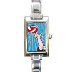 Volly Ball Sport Game Player Rectangle Italian Charm Watch by Mariart