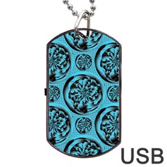 Turquoise Pattern Dog Tag Usb Flash (one Side) by linceazul