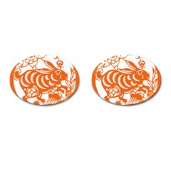 Chinese Zodiac Horoscope Rabbit Star Orange Cufflinks (oval) by Mariart