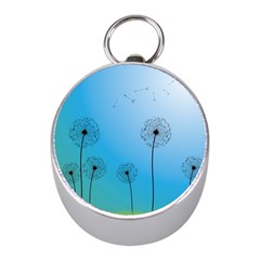 Flower Back Blue Green Sun Fly Mini Silver Compasses by Mariart