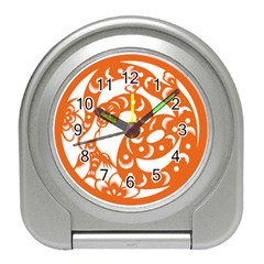 Chinese Zodiac Horoscope Snake Star Orange Travel Alarm Clocks by Mariart