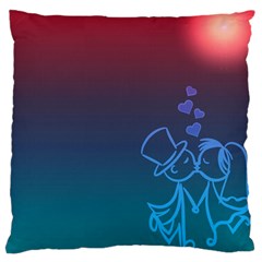 Love Valentine Kiss Purple Red Blue Romantic Large Cushion Case (one Side) by Mariart