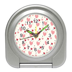 Love Heart Pink Polka Valentine Red Black Green White Travel Alarm Clocks by Mariart