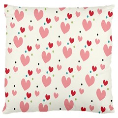 Love Heart Pink Polka Valentine Red Black Green White Large Cushion Case (one Side) by Mariart