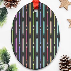 Pencil Stationery Rainbow Vertical Color Oval Ornament (two Sides) by Mariart