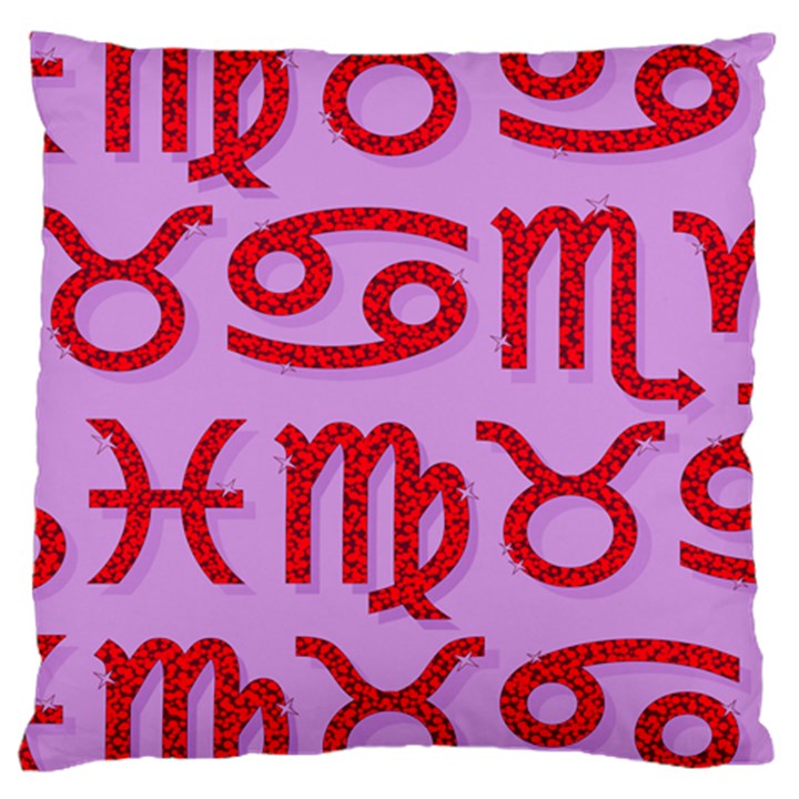 Illustrated Zodiac Red Purple Star Large Cushion Case (One Side)