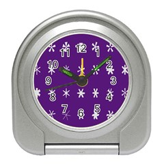 Purple Flower Floral Star White Travel Alarm Clocks by Mariart