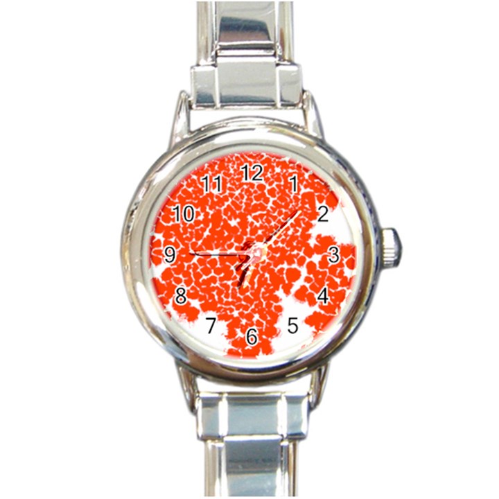 Red Spot Paint White Round Italian Charm Watch