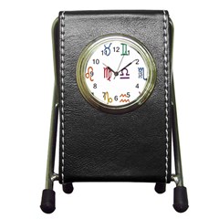 Twelve Signs Zodiac Color Star Pen Holder Desk Clocks by Mariart