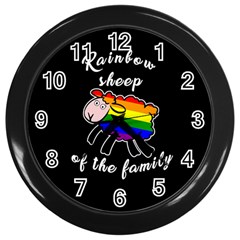 Rainbow Sheep Wall Clocks (black) by Valentinaart