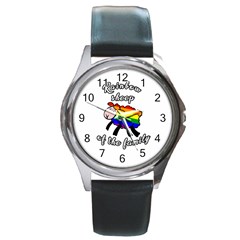 Rainbow Sheep Round Metal Watch by Valentinaart