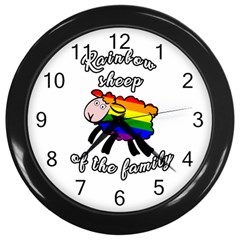 Rainbow Sheep Wall Clocks (black) by Valentinaart