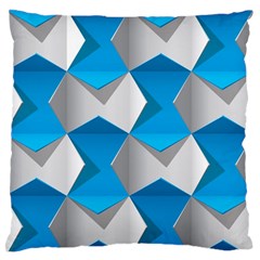 Blue White Grey Chevron Large Flano Cushion Case (two Sides) by Mariart