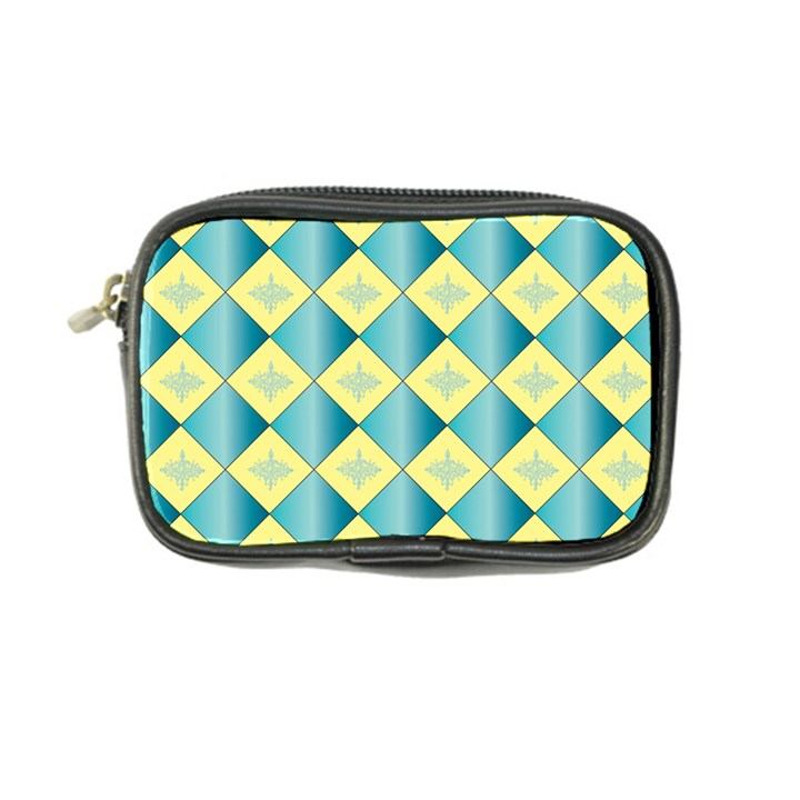 Yellow Blue Diamond Chevron Wave Coin Purse