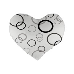 Circle Round Black Grey Standard 16  Premium Flano Heart Shape Cushions by Mariart